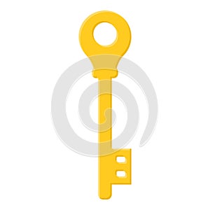 Yellow key isolated on white background. Cartoon style. Vector illustration for any design