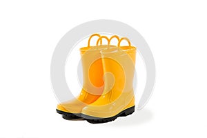 Yellow Kids Galoshes Boots Rain Rubber Shiny