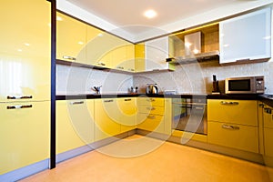Yellow kitchen interior