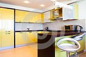 Yellow kitchen interior