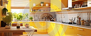 Yellow kitchen modern design inetrior