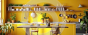 Yellow kitchen modern design inetrior