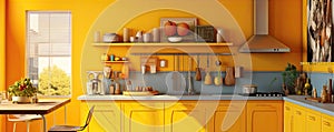 Yellow kitchen modern design inetrior