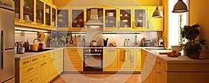 Yellow kitchen modern design inetrior