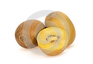 Yellow kiwi or gold kiwi fruit isolated on white background