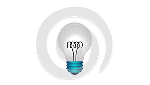 Yellow lamp bulb turns on and off. Animated idea sign, cartoon icon. Gloving incandescent lamp symbol on transparent background.