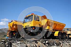 Yellow large trucks