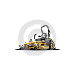 yellow lawn mower in white background isolated vector