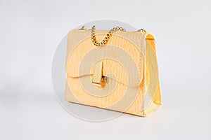 Yellow Leather Women Top Handle Mini Bag handmade