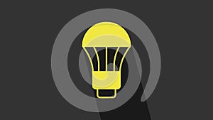 Yellow LED light bulb icon isolated on grey background. Economical LED illuminated lightbulb. Save energy lamp. 4K Video