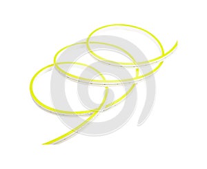 Yellow LED neon light strip isolated on white background