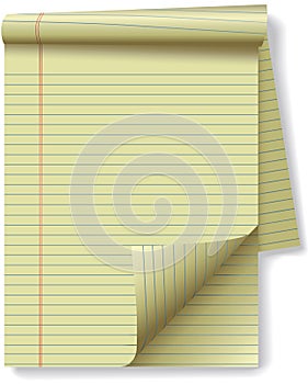 Yellow Legal Pad Corner Paper Page Curl