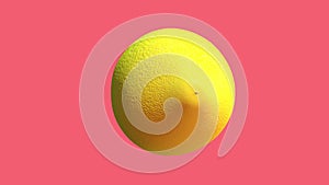 Yellow lemon, 3D animation video on Living Coral background