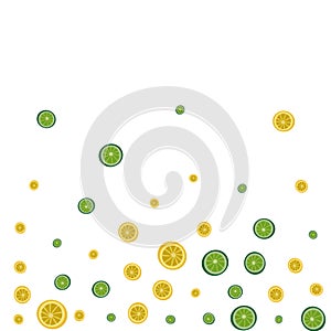 Yellow Lemon Background White Vector. Lime Wrapping Set. Juicy Ingredient Fruit.