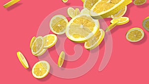 Yellow lemon citrus 3D, tow video transitions isolated - footage 4K