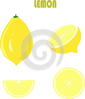 Yellow lemon, green roots, leaves, on white background, hand drawing, painting