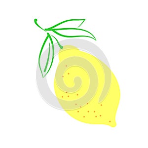 Yellow lemon line marker bright citrus fruit silhouette