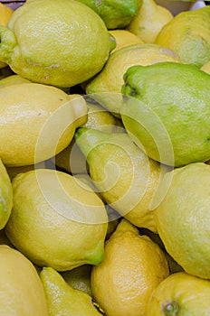 Yellow lemons at the market