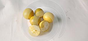 Yellow lemons with White background