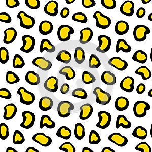 Yellow leopard print. Seamless animal fur texture