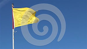 Yellow life guard flag at beach.