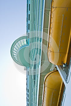 Yellow Lifeboats Hanging on Ships Side