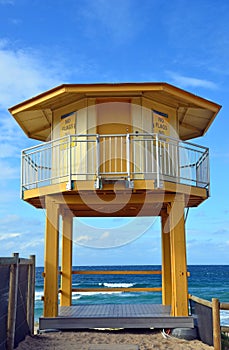 Yellow lifeguard tower