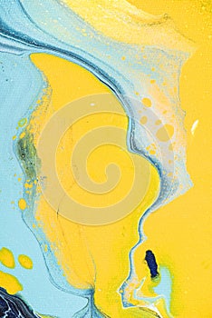 yellow and light blue acrylic painting as abstract