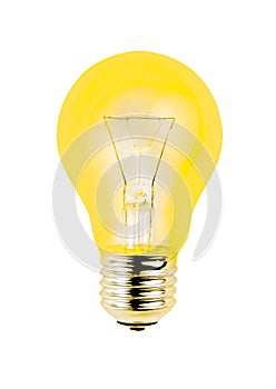 Yellow light bulb isolated on white background