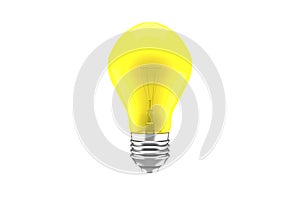 Yellow light bulb on white