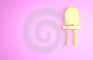 Yellow Light emitting diode icon isolated on pink background. Semiconductor diode electrical component. Minimalism