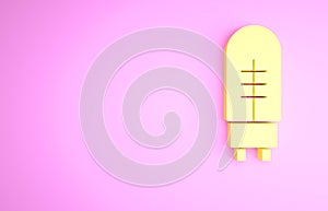 Yellow Light emitting diode icon isolated on pink background. Semiconductor diode electrical component. Minimalism