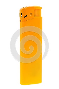 Yellow lighter isolated on white background