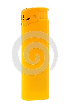 Yellow lighter isolated on white background