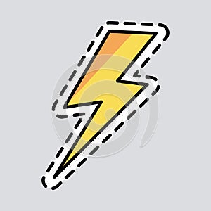 Yellow Lightning Icon. Cut it out. Patch. Energy