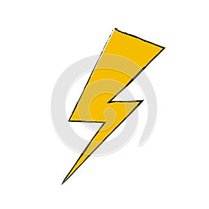 Yellow lightning icon. Electrical danger and voltage symbol