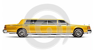 Yellow Limo On White Background - Elegance And Timeless Grace