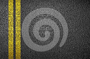 Yellow line on asphalt photo