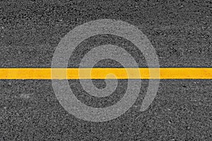 Yellow line on asphalt texture road background with grainy