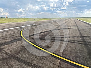 Yellow line on the tarmac