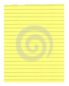 Yellow lined paper isolated