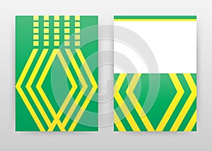 Yellow lines on green design for annual report, brochure, flyer, poster. Yellow background vector illustration for flyer, leaflet