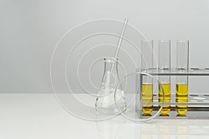 Yellow liquid in test tubes