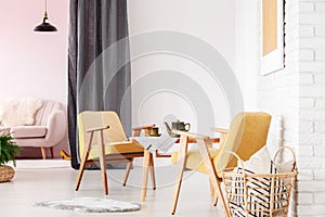 Yellow living room interior