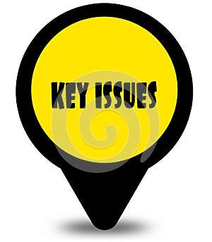 Yellow location pointer design with KEY ISSUES text message