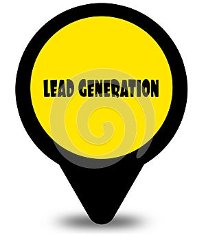 Yellow location pointer design with LEAD GENERATION text message