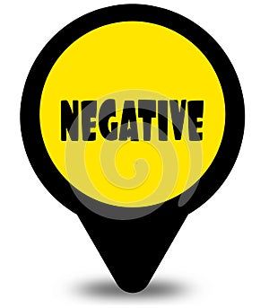 Yellow location pointer design with NEGATIVE text message
