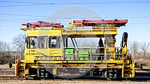 Yellow locomotive train in Hungary photo