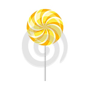 Yellow lollipop. Vector illustration on a white background.