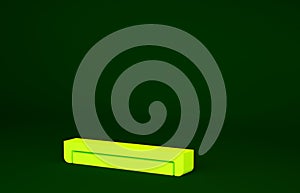 Yellow Long luminescence fluorescent energy saving lamp icon isolated on green background. Minimalism concept. 3d